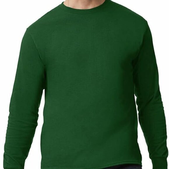 Gildan  2-Pack Men's Forest Green Heavy Cotton Long Sleeve T-Shirt Small - Picture 2 of 6